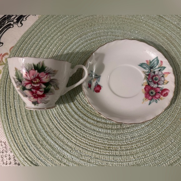 Vintage Delicate Floral Porcelain China Teacup and Saucer in Pink and Purple - Picture 3 of 8